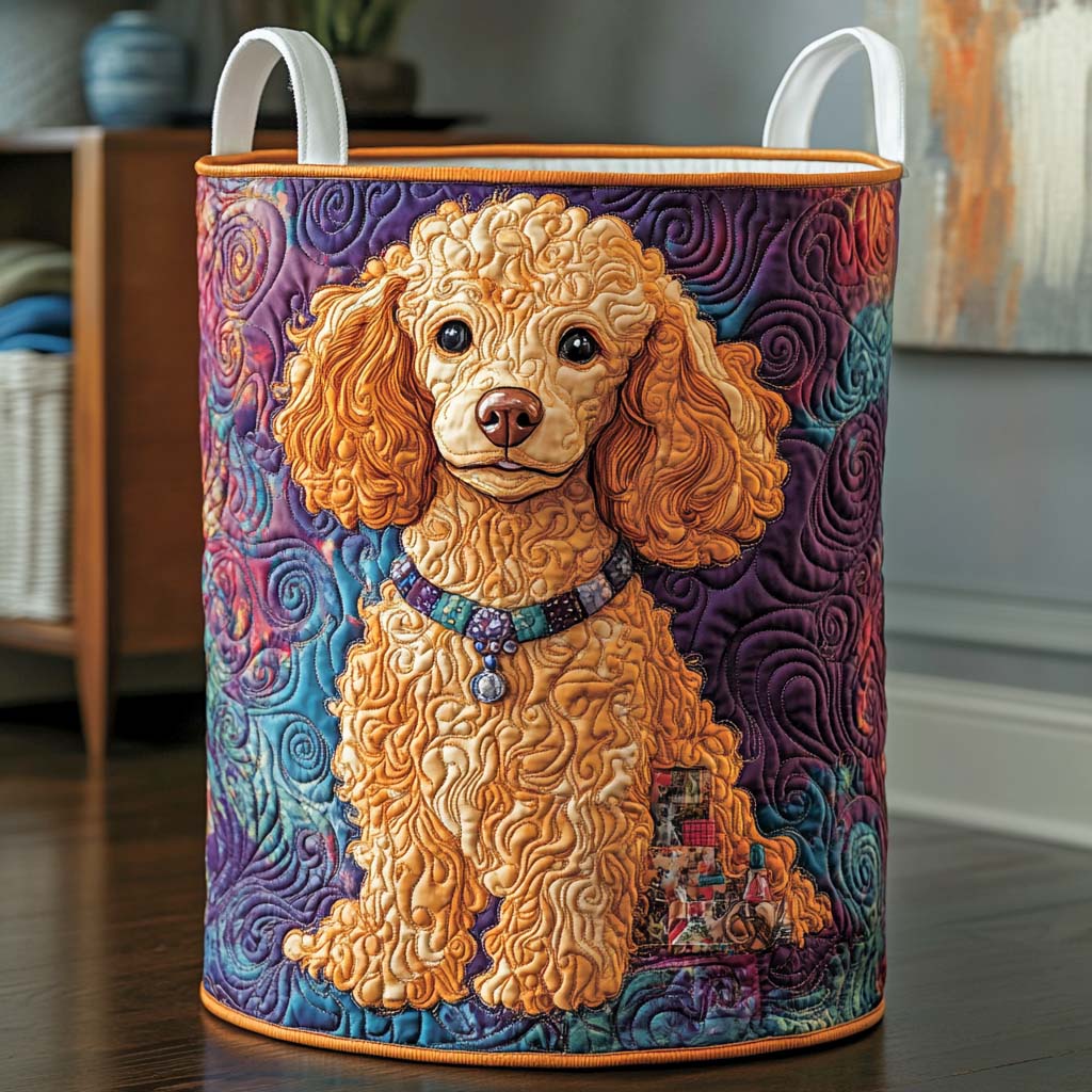 Golden Swirl Pup Quilted Laundry Basket NCU0NXD656