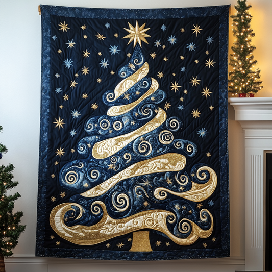 Golden Swirl Tree Quilted Blanket NCU0TL1527