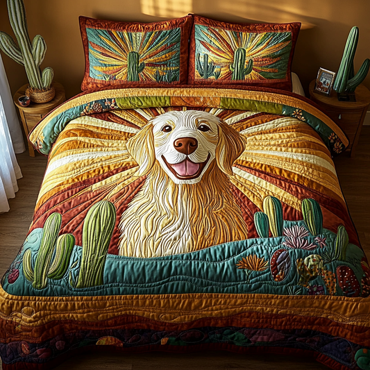 Golden Trails 3-Piece Quilted Bedding Set NCU0DV425