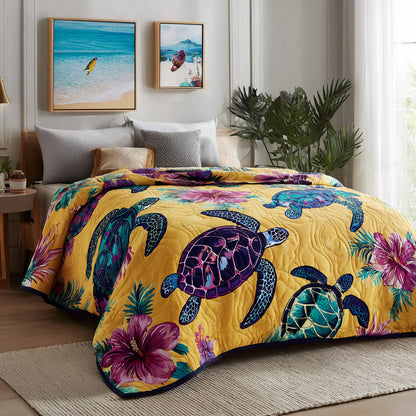 Golden Tropic Turtle Quilted Blanket NCU0LDH799