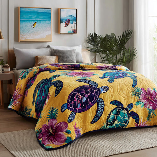 Golden Tropic Turtle Quilted Blanket NCU0LDH799