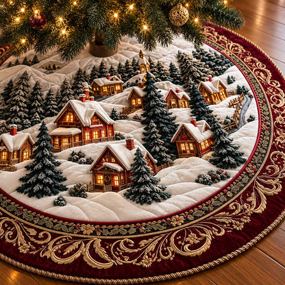 Golden Village Christmas Quilted Tree Skirt NCU0HNH1275