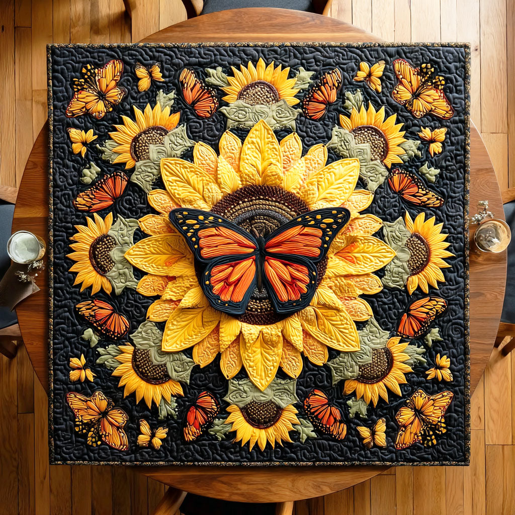 Golden Wings Bloom Quilted Table Topper NCU0NTD431