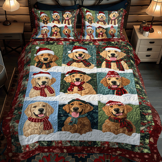 Golden Winter Wishes 3-Piece Quilted Bedding Set NCU0TH1631