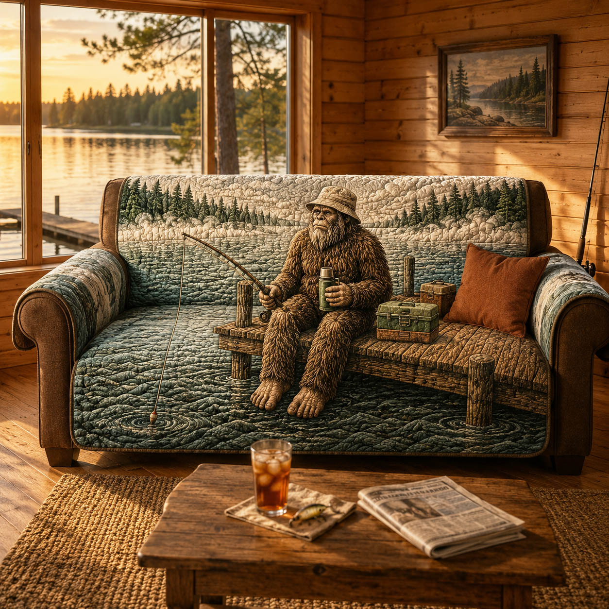 Gone Squatchin Quilted Sofa Cover NCU0NTD2019