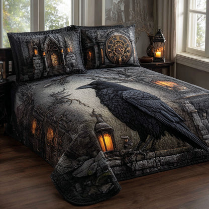 Gothic Raven 3-Piece Quilted Bedding Set NCU0PVL884
