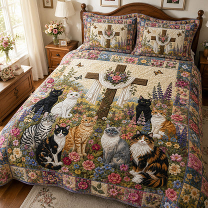 Grace With Whiskers 3-Piece Quilted Bedding Set NCU0PTT3315