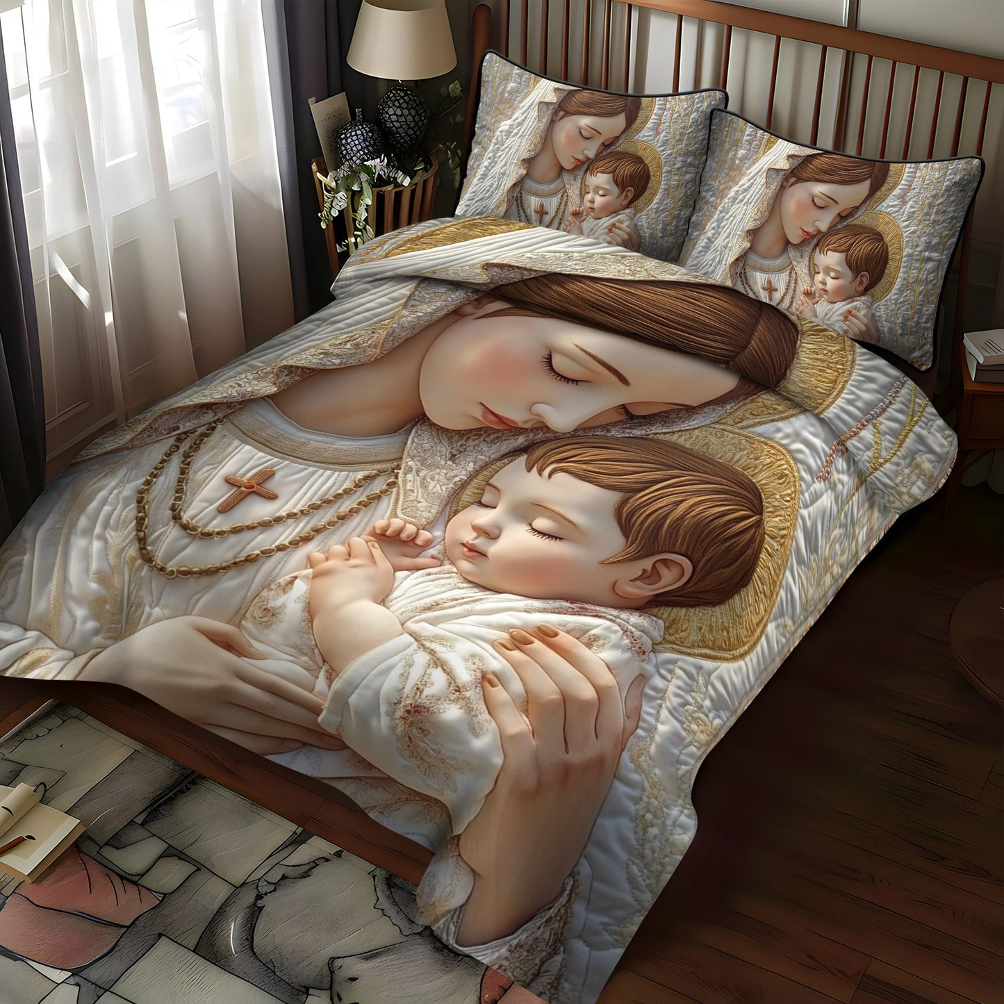 Graceful Adoration 3-Piece Quilted Bedding Set NCU0NT1772