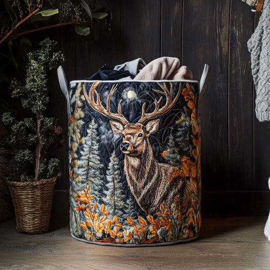 Graceful Elk Scene Quilted Laundry Basket NCU0NNT1432