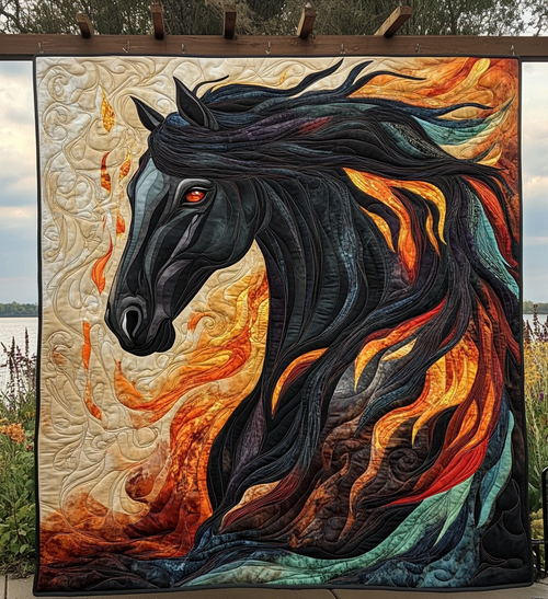 Graceful Horse Art Quilt Hanging NCU0DV853