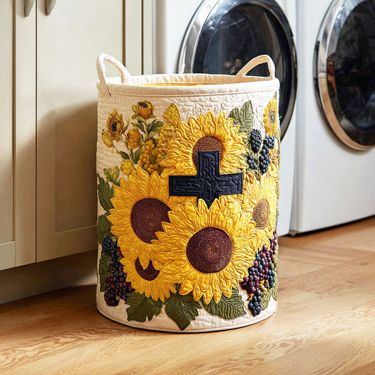 Graceful Sunflower Cross Quilted Laundry Basket NCU0NTD438