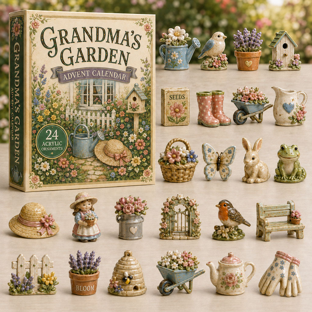 CHRISTMAS KICKOFF 40% OFF - Grandmas Cottage Garden Advent Calendar 2026 - 24-Day Festive Countdown, Acrylic Charms Blind Box - Gift For Gardening Lovers AC0TM044