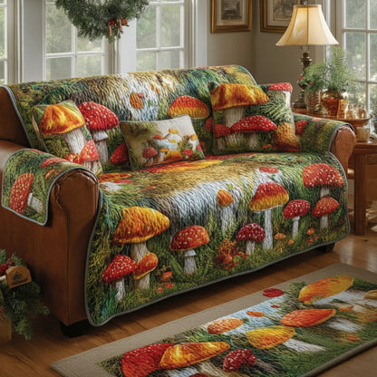 Grass Mushroom Quilted Sofa Cover NCU0HNH615