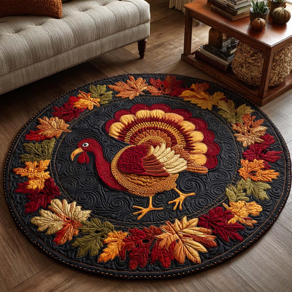 Grateful Turkey Quilted Round Mat NCU0NNT1888