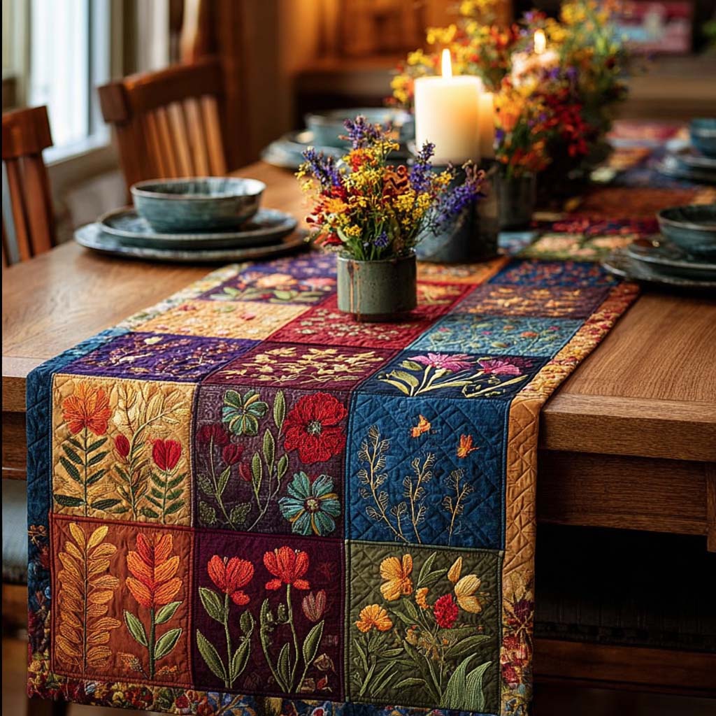 Gratitude Blossoms Quilted Table Runner NCU0PTT1490