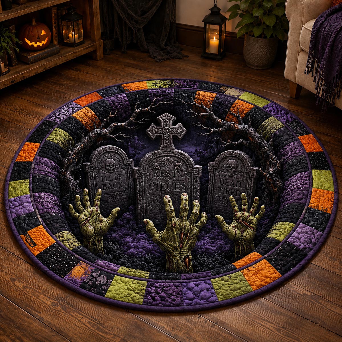 Graveyard Rift Quilted Round Mat NCU0DV2358