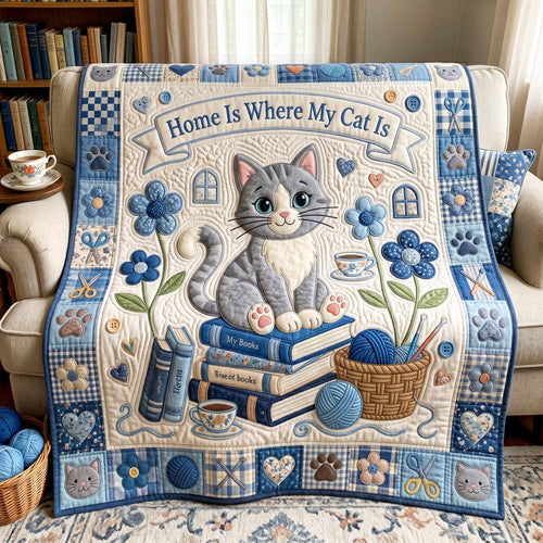 Gray Cat Quilted Blanket NCU0NXD1879