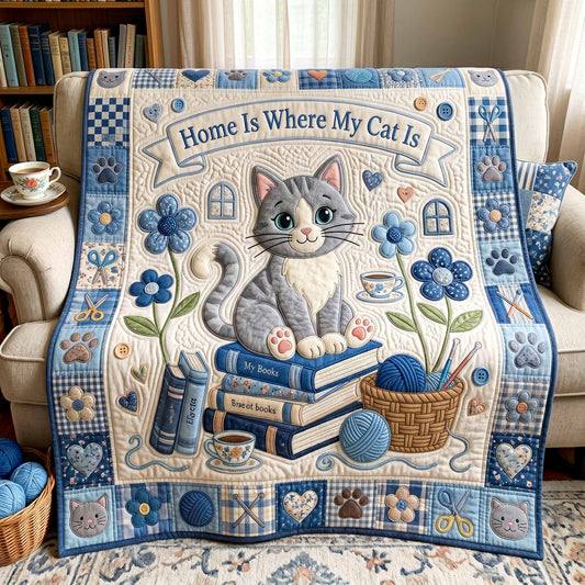 Gray Cat Quilted Blanket NCU0NXD1879