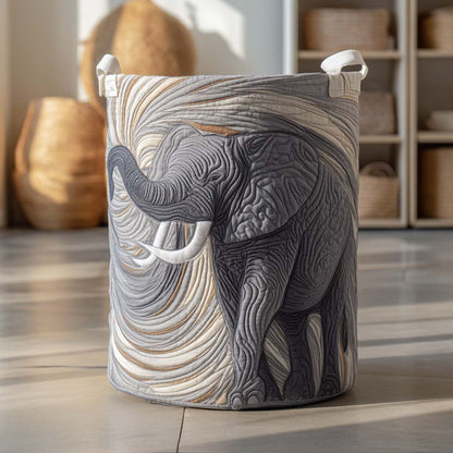 Gray Elephant Quilted Laundry Basket NCU0NXD401