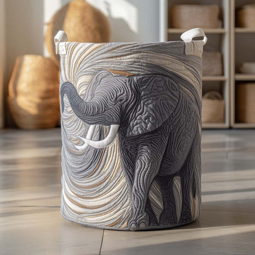 Gray Elephant Quilted Laundry Basket NCU0NXD401