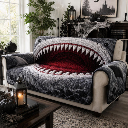 Gray Shark Mouth Quilted Sofa Cover NCU0DV2425
