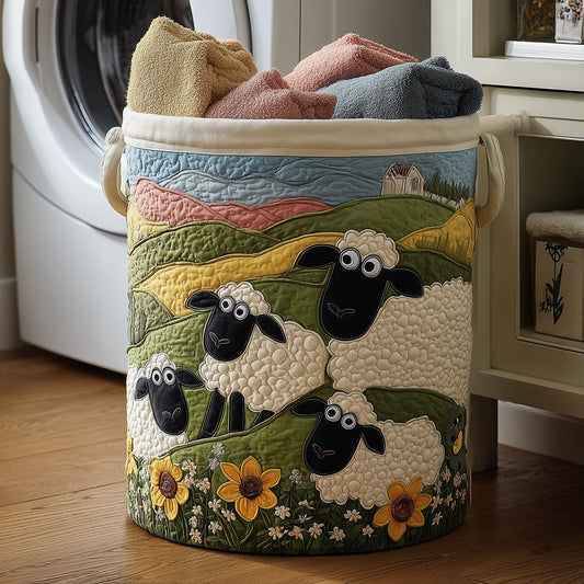 Grazing Sheep Quilted Laundry Basket NCU0TH3028