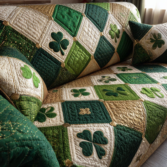 Green Cloverfield Quilted Sofa Cover NCU0NTD1380