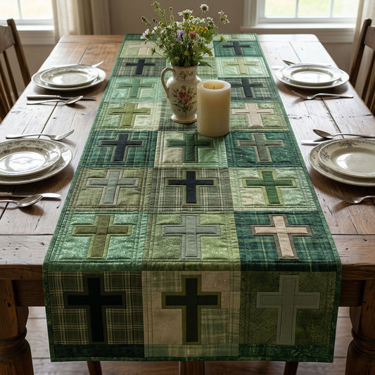 Green Faith Quilted Table Runner NCU0NNT3040