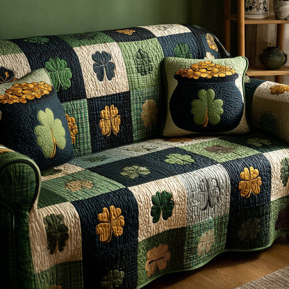 Green Fortune Quilted Sofa Cover NCU0NTD1374