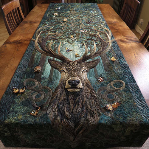 Green Heart Motif Quilted Table Runner NCU0NNT2283