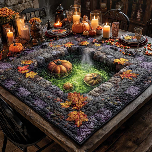 Green Mist Pumpkin Well Quilted Table Topper NCU0NXD369