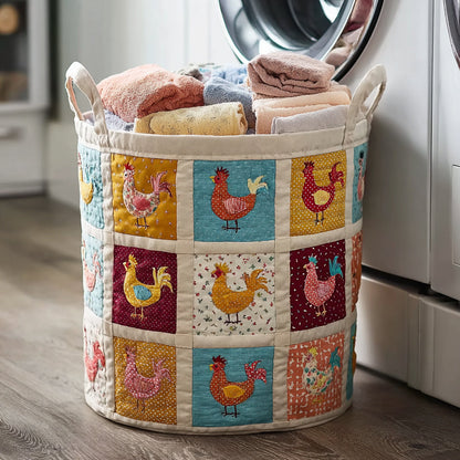 Grid Chicken Quilted Laundry Basket NCU0HNH825