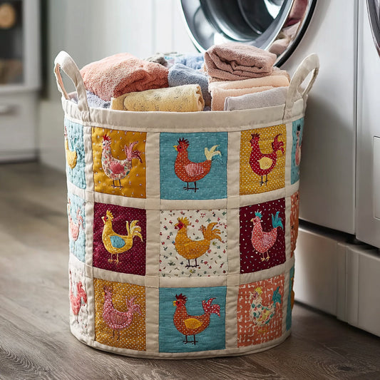 Grid Chicken Quilted Laundry Basket NCU0HNH825