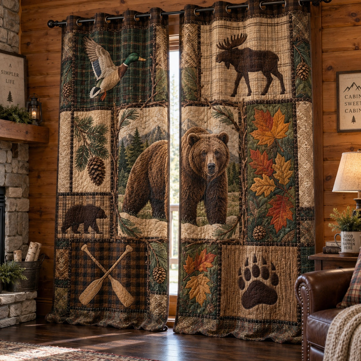 Grizzly Autumn Crossing Quilted Curtains NCU0PVL1152