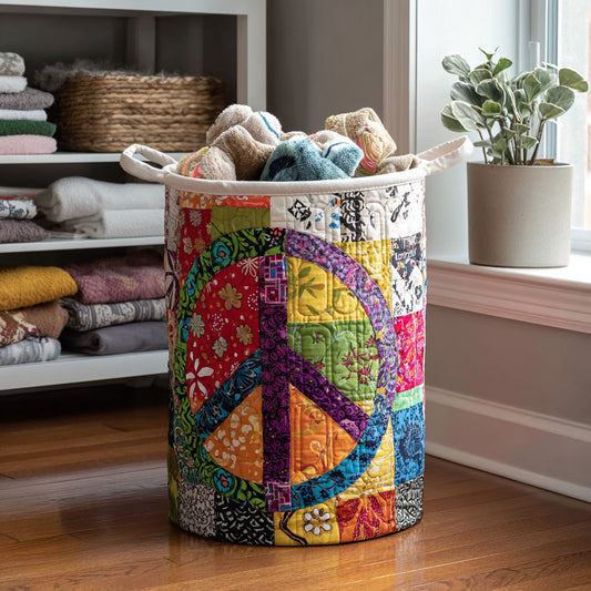 Groovy Peace Quilted Laundry Basket NCU0PTT944