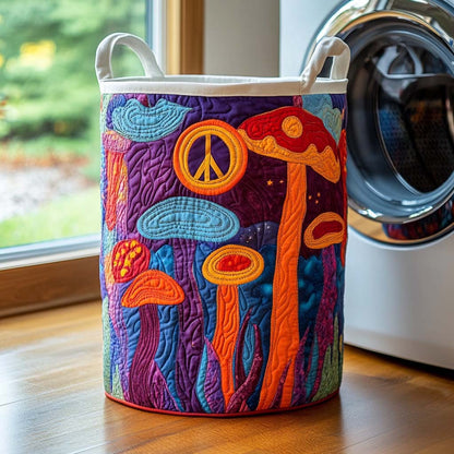 Groovy Rainbow Shrooms Quilted Laundry Basket NCU0NXD1047