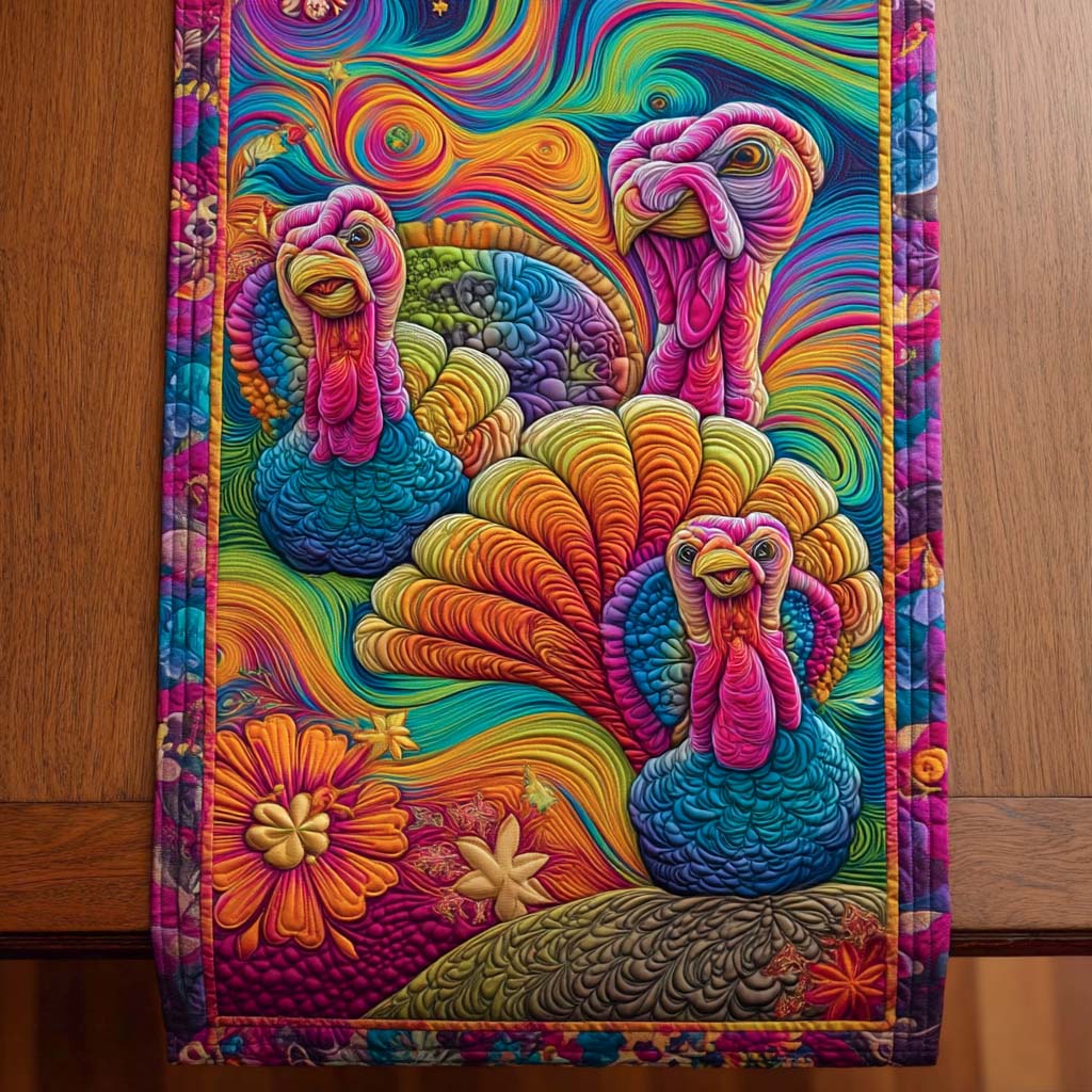 Groovy Turkey Trio Quilted Table Runner NCU0NXD514
