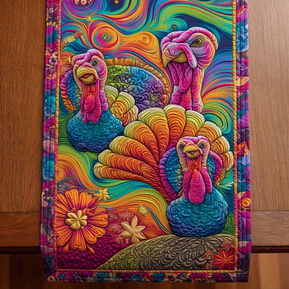 Groovy Turkey Trio Quilted Table Runner NCU0NXD514