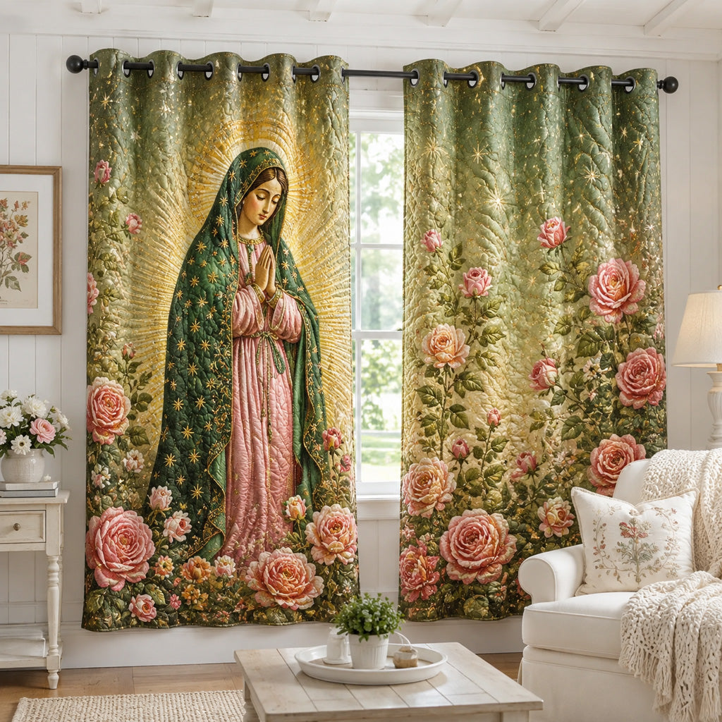 Guadalupe Rose Bloom Quilted Curtains NCU0HNH1219