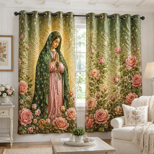 Guadalupe Rose Bloom Quilted Curtains NCU0HNH1219