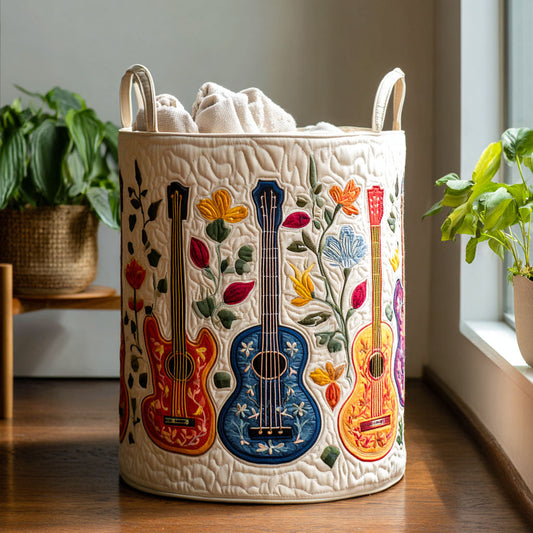Guitar Echoes Quilted Laundry Basket NCU0PTT1099