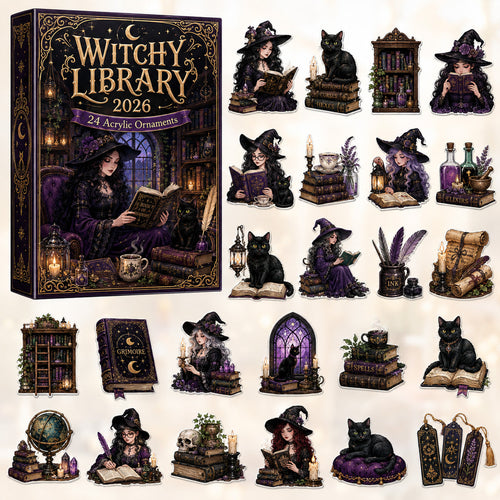 HALLOWEEN KICKOFF 40% OFF - Witchy Library Advent Calendar 2026 - 24-Day Festive Countdown, Acrylic Charms Blind Box - Gift For Witch Lovers AC0HT558