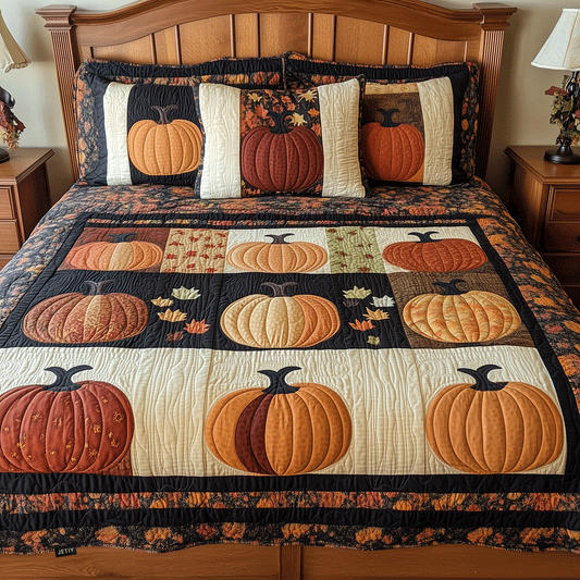 Halloween Pumpkin 3-Piece Quilted Bedding Set NCU0TH1959