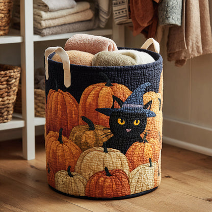 Halloween Black Cat Quilted Laundry Basket NCU0HNH035