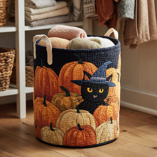 Halloween Black Cat Quilted Laundry Basket NCU0HNH035