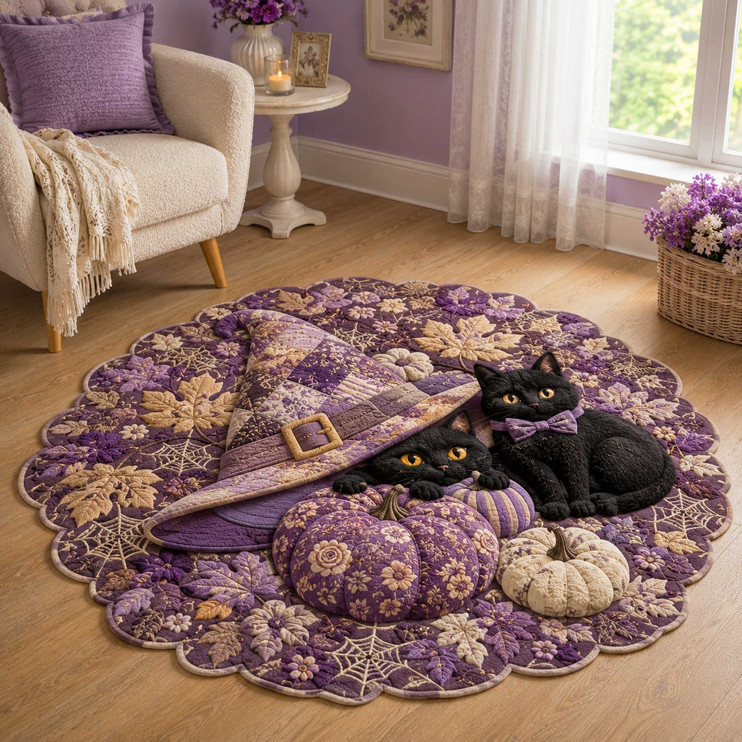 Halloween Cat Custom Shape Area Rug NCU0NTD2171