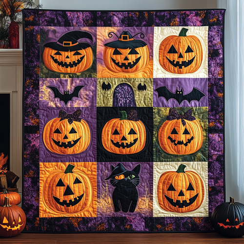 Halloween Cat Magic Quilted Blanket NCU0TL1257