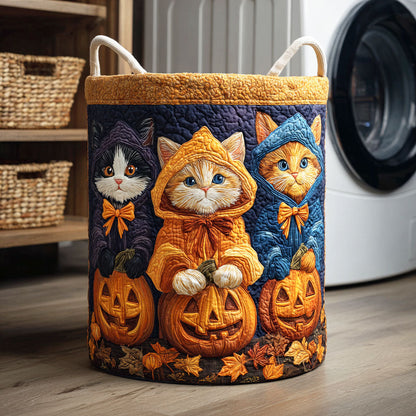 Halloween Cat Quilted Laundry Basket NCU0NTD327