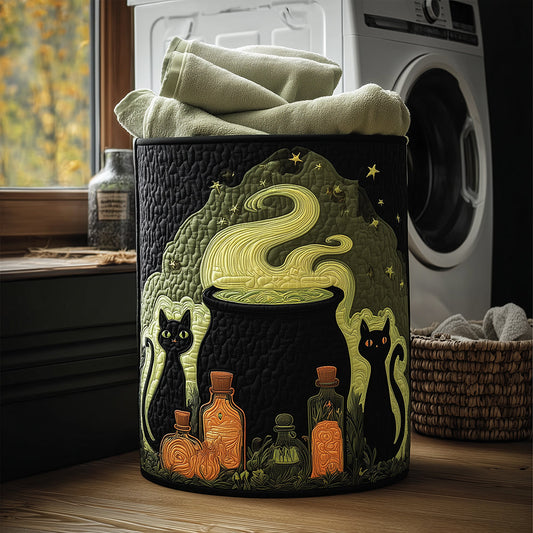 Halloween Cat Quilted Laundry Basket NCU0TH3066