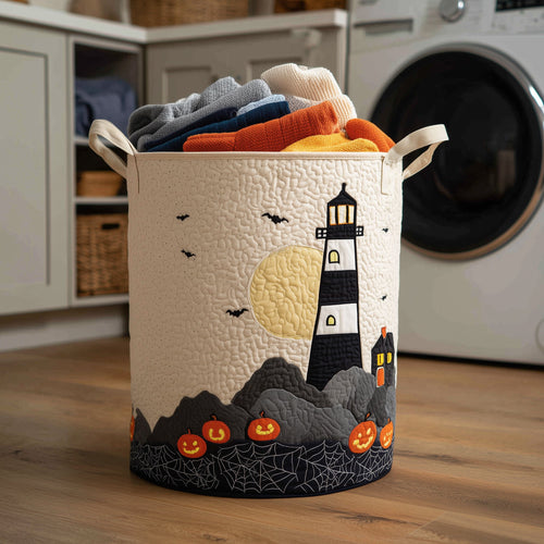 Halloween Lighthouse Quilted Laundry Basket NCU0HNH233